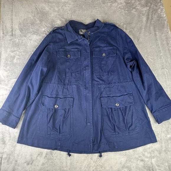 Torrid Jacket Womens 4X Blue Military Style Barn Coat Utility Pockets Plus Size - Picture 1 of 11